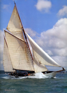 Cynara under sail off the coast of japan